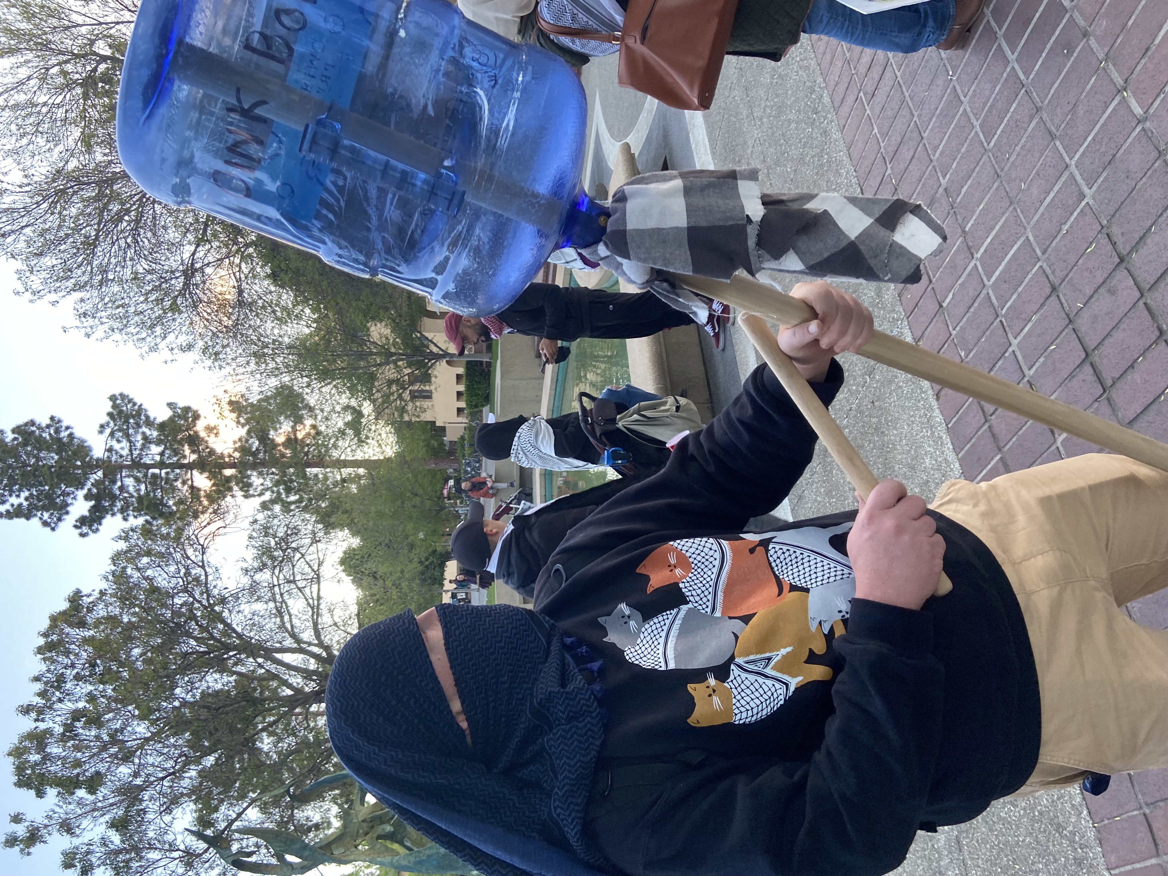a large noisemaker made of a water container
