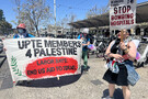 A May Day rally was held at Harry Bridges Plaza in San Francisco and ILWU 10 longshore workers, healthcare workers, non-profit workers an...